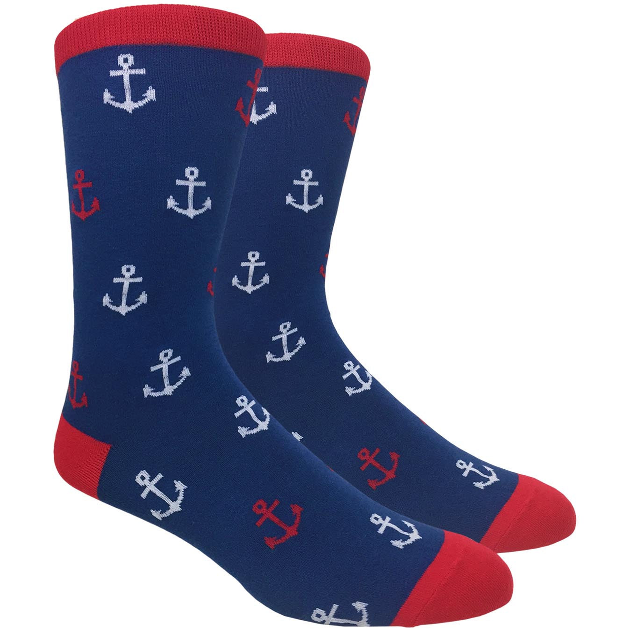 Red and Blue Anchor Crew Socks