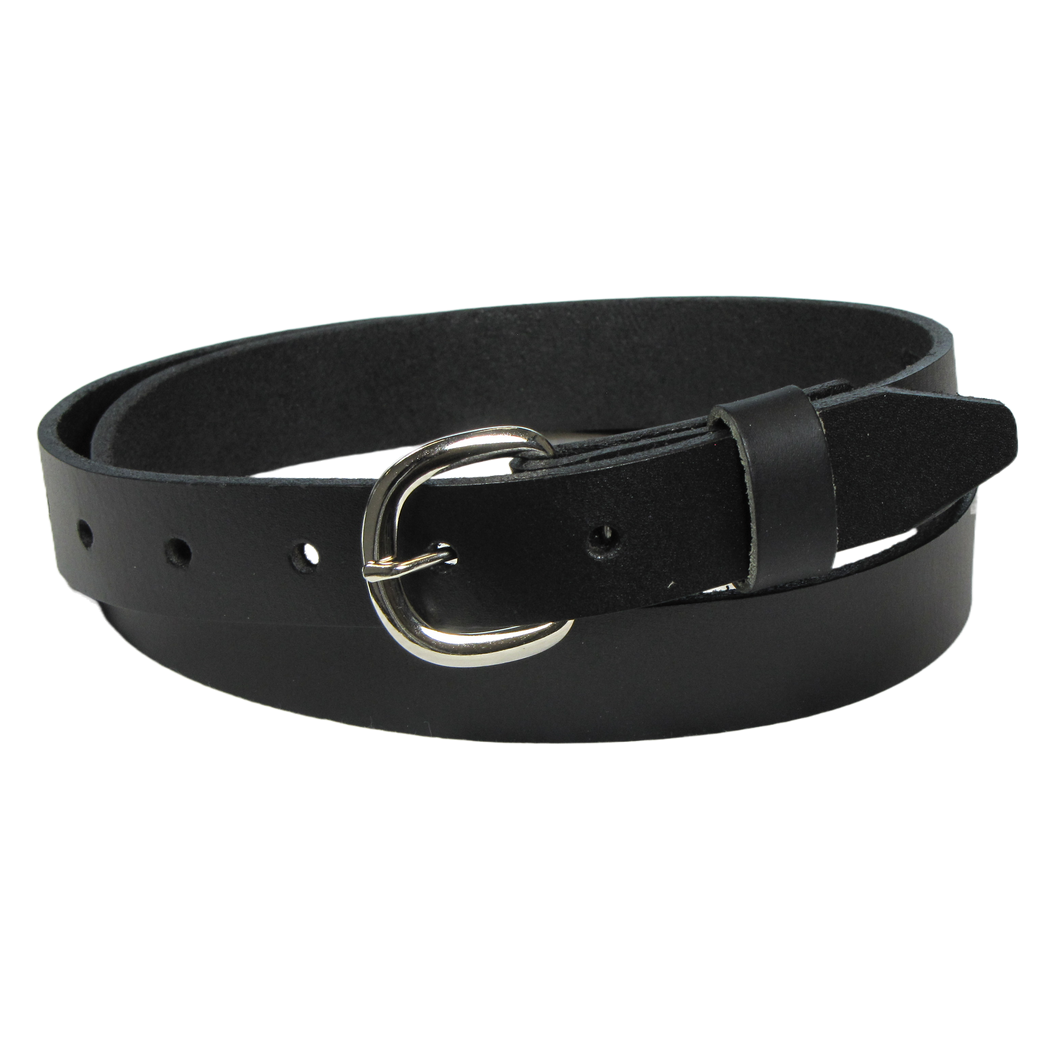 Plain Black Leather Belt 1"