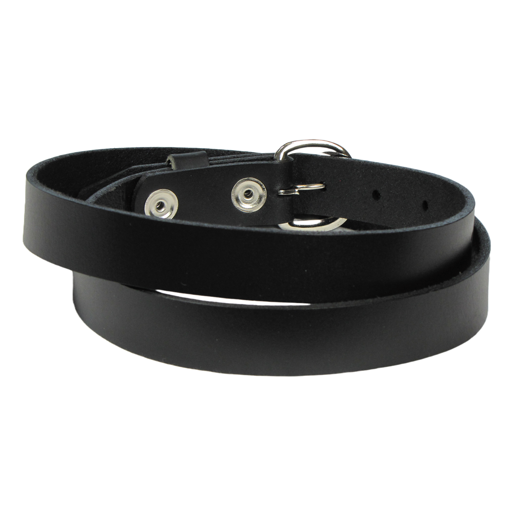 Plain Black Leather Belt 1"