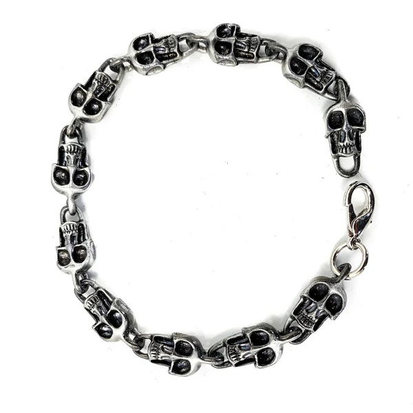 SIlver Skull Link Bracelet