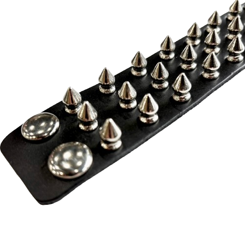 3 Row Spike Stud Leather Wristband